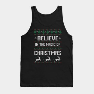 Believe in the magic of Christmas Ugly Christmas Sweater Tank Top